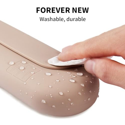AGIKET 2 IN 1 Silicone Makeup Brush Holder with Beauty Make Up Sponge Holder Case：Soft Portable Cosmetic Face Brushes Holder with Upgrade Anti-Fall Out Magnetic Closure - Walnut - color: A-Walnut, style: Brush Holder & Case
