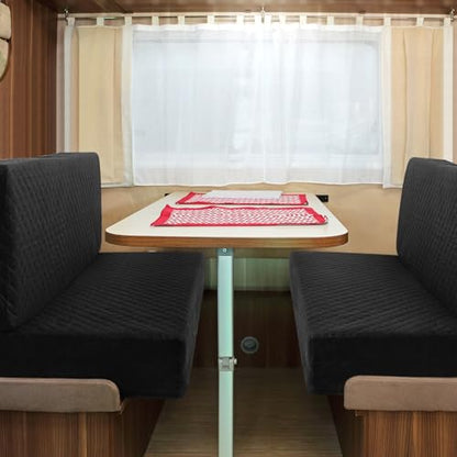 Buryeah 2 Set RV Dinette Cushion Covers Booth Set Furniture Protector for Sofa Seat Camper Car Couch, 2 Backrest and 2 Bench Cover(Black)