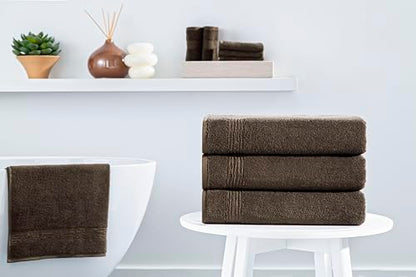 Ozdilek 4-Piece Bath Towels, 27x54, 100% Turkish Cotton, Luxury Quick Dry, Extra Large, Fade-Resistant, Eco-Friendly, Spa Towel, Comfortable (Chocolate Brown) - color: Chocolate Brown