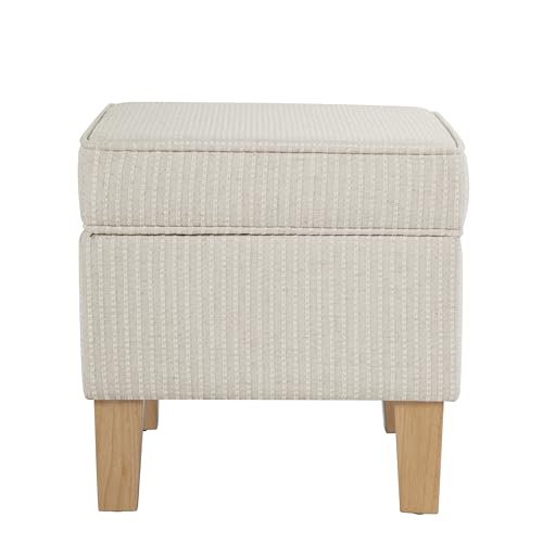 HomePop 22" Modern Rectangular Storage Ottoman - White Woven Stripe - color: White Woven Stripe