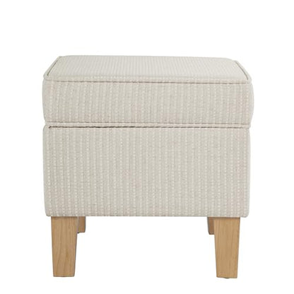 HomePop 22" Modern Rectangular Storage Ottoman - White Woven Stripe - color: White Woven Stripe