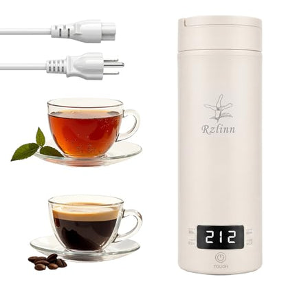 Portable Electric Kettle (120V), small-capacity electric kettle, made of 316-grade stainless steel, 4 temperature settings, with automatic shut-off function, (Cream, 9.05 * 3.15) - color: Cream