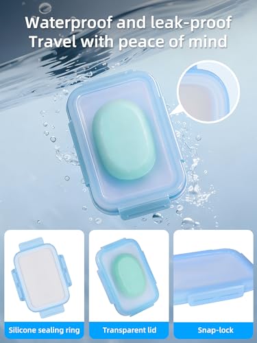 Silicone Compact Leakproof Travel Soap Case (Blue) | Soap Holder Travel with Drainage Layer, Portable Bar Soap Holder for Gym, Camping & Bathroom, Soap Box Container Toiletries - color: Blue