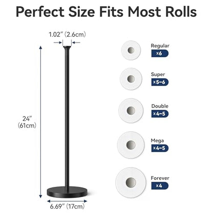 Toilet Paper Holder Stand(with Reserve Function), Free-Standing Spare Rolls Storage Holder, Stainless Steel, Modern Design - color: Matte Black