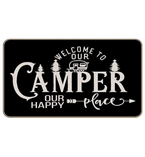 RV Welcome Mat - 30''x17'' Camper Rug, RV Decorations for Inside Camper, Black - color: Black