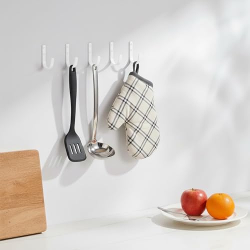 4 Pack Wall Hooks，Metal Hooks Hold up to 22 LB，Hooks Wall Mount for Hanging Towel/Coat/Bag/Keys/Cups，Ideal for Bathroom，Outdoor，Closet，Kitchen, Garage, White - color: White