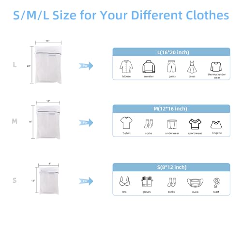 GOGOODA Mesh Laundry Bags for Delicates Durable Protective Wash Bags Travel Storage Bags for Intimates Lingerie, 3PCS (S,M,L) - size: S,M,L