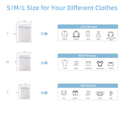 GOGOODA Mesh Laundry Bags for Delicates Durable Protective Wash Bags Travel Storage Bags for Intimates Lingerie, 3PCS (S,M,L) - size: S,M,L