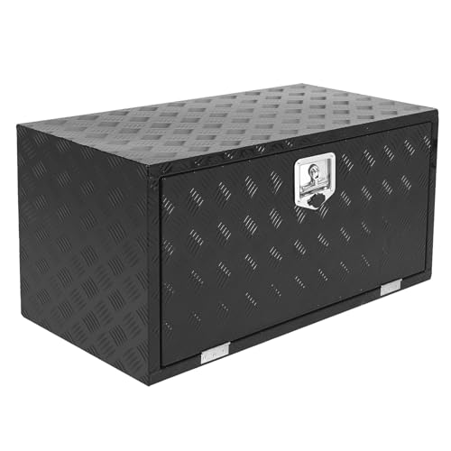 36" Black Aluminum Underbody Truck Tool Box Pickup Truck Bed Storage Box, Waterproof Toolbox Organizer with Lock and Key for RVs, ATVs, Trailer & Truck (36"x18"x18") - color: Black, size: 36"x18"x18"