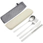 uxcell Travel Utensils with Case, Stainless Steel Portable Silverware, White/Silver - color: White/Silver
