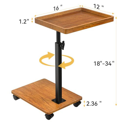 XNSDXV C Table End Table Adjustable Height, 360°Swivel TV Tray Table for Small Spaces, Couch Tables that Slide Under, C Shaped Side Tables Living Room and Bedroom for Sofa, Bed,Chair, Snack