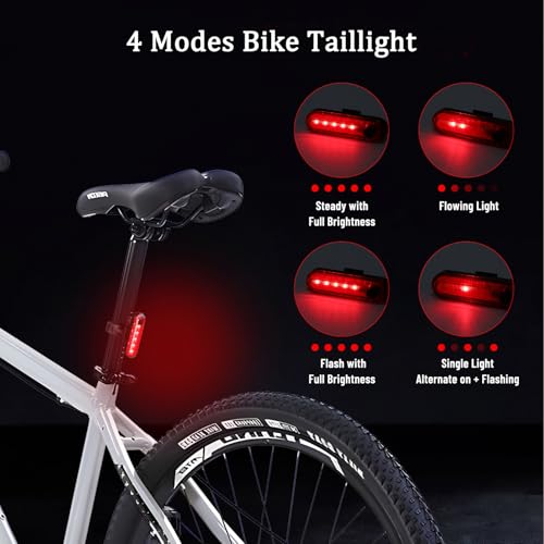 Suruid Super Bright LED Bike Light, USB Rechargeable Bicycle Headlight, Waterproof Bike Headlight, Waterproof Bike Headlight,Daytime Running Light,MTB Off-Road Cycling Commuting - style: 1800lumen+taillight