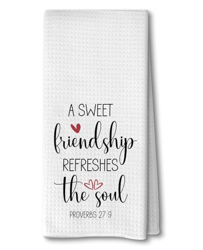 Advivio A Sweet Friendship Refreshes The Soul Kitchen Dish Towels Flour Sack Tea Towel, Kitchen Christian Gifts for Women Faith, Hostess Gifts for Women - color: A Sweet Friendship