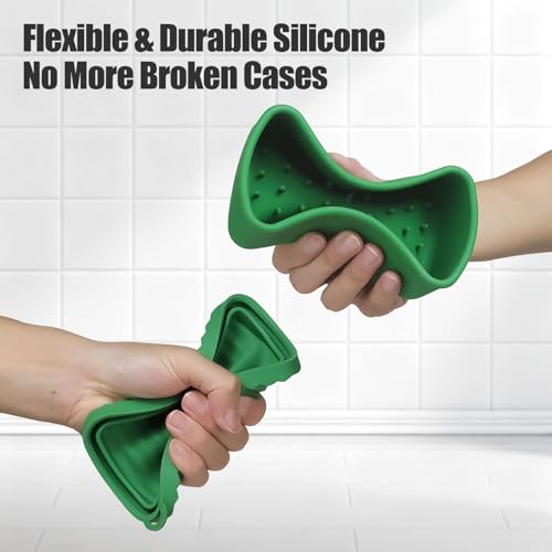 OTHIX Large Leakproof Travel Soap Case for 10 oz Bar Soap, Silicone Soap Container Compatible with Duke Cannon Style Big Bars, Tight-Seal Soap Box for Gym, Camping, Bathroom, Truck Drivers((Green) - color: Green