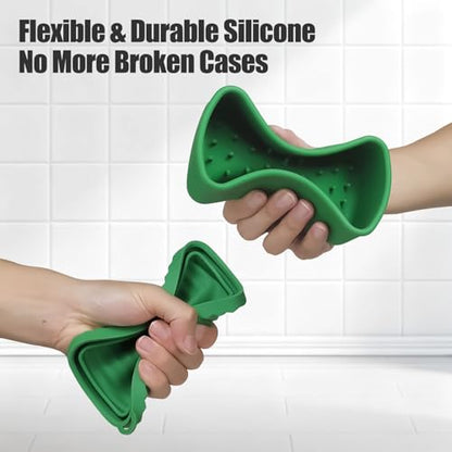 OTHIX Large Leakproof Travel Soap Case for 10 oz Bar Soap, Silicone Soap Container Compatible with Duke Cannon Style Big Bars, Tight-Seal Soap Box for Gym, Camping, Bathroom, Truck Drivers((Green) - color: Green