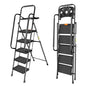 Valeo 5 Step Ladder with Handrails,500 Lbs Capacity,Folding Step Stool Ladder with Tool Platform,Wide Anti-Slip Pedal,Step Ladder 5 Step Folding,Multi-use for Home,Kitchen,Office,Black - style: 5 Step Ladder with Handrails
