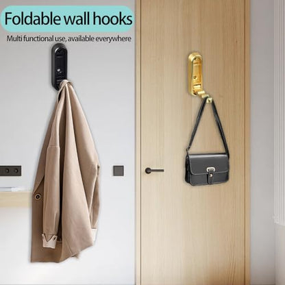 Baitiane Metal Folding Wall Hooks, 4 Color Foldable Hooks Set, Multi - Purpose Organizer for Keys & Items, Heavy - Duty & Space - Saving, Perfect for Home, Office