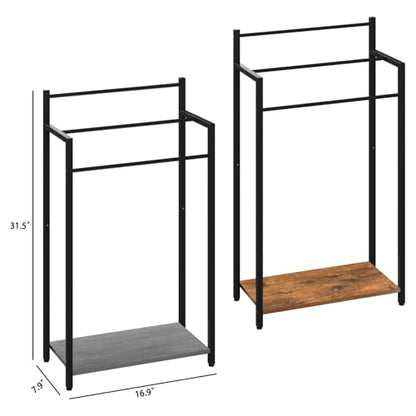Freestanding Towel Rack, 3 Tier Blanket Ladder Stand with Oak Grey Wooden Shelf for Bathroom Living Room (31.5" H x 16.9" W x7.9 D) - color: Oak Grey, size: 31.5"H x 16.9"W x7.9"D