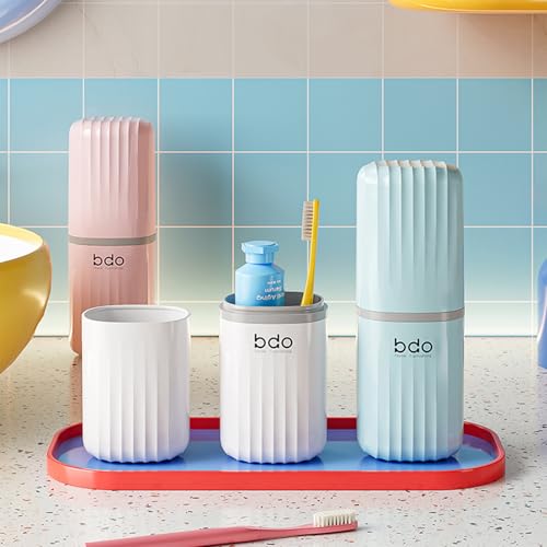 Toothbrush Travel Case Portable Clear Grey Toothbrush Holders with Cover, Leakproof Toothbrush & Toothpaste Holder for Traveling School Camping Business Trip Bathroom - color: 1 Pc-b-pink