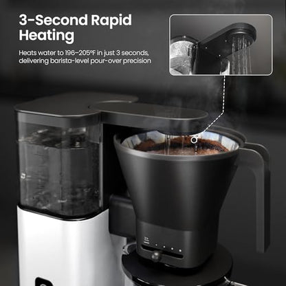 Kismile SCA-Certified 8 Cup Drip Coffee Maker, Pour Over Coffee Machine with 3s Instant Heat 197–205℉, Adjustable Flow Control, Removable Water Tank, Deep Cold Brew & 40 Min Keep Warm (Pearl White) - color: White