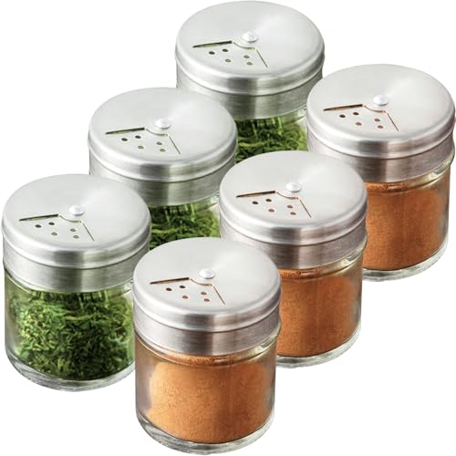 6-Pack 1.5oz Glass Spice Seasonings Shaker With Adjustable Lid - size: 1.5 Oz