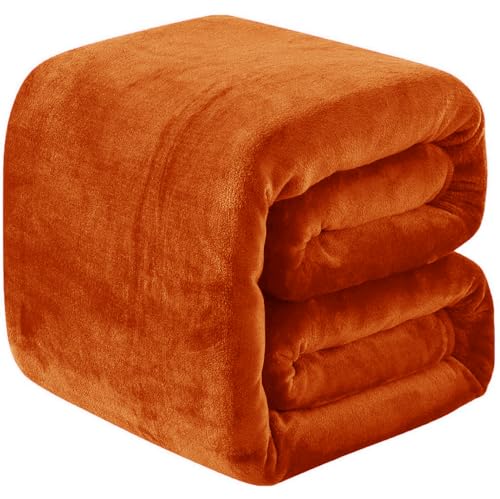 Fleece Blankets for All Season - Premium Lightweight Anti-Static Throw for Travel Size Bed Extra Soft Brush Fabric Warm Sofa Thermal Blanket 51" x 60"(Orange) - color: Orange, size: Travel (50-Inch-by-61-Inch)