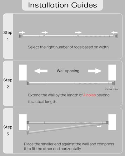 Tension Curtain Rod By EZFurni, 123-160 Inches, Heavy Duty Tension Rod, Adjustable Curtain Rods No Drilling & Easy Assemble Extra Long Tension Rod, White - color: White, size: 123-160 Inches