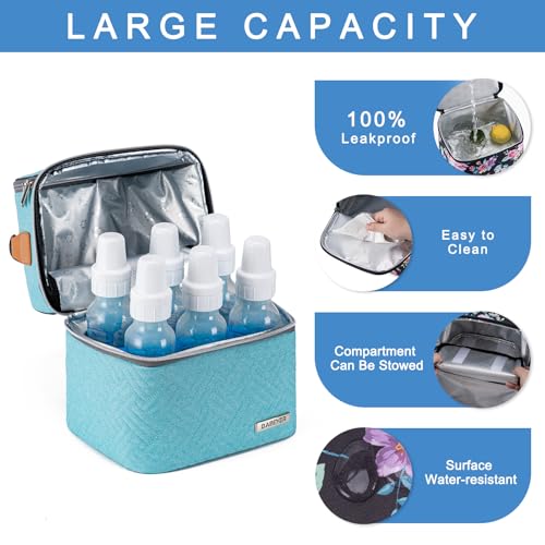 Breastmilk Cooler Bag with Ice Pack Fits 6 Baby Bottles up to 9 Ounce, Breast Milk Pump Cooler Bag with Shoulder Strap for Nursing Mom Daycare, Work, Travel- Lake Green - color: Green