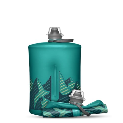 HydraPak Stow Collapsible Water Bottle – 350ml, 500ml, 1L – Ultralight, Leak-Proof, BPA-Free, Filter Compatible Travel & Hiking Flask - color: *NEW* Glacier Blue, style: 32oz/1L