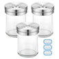 Segarty 1.7oz Mini Spice Jars with Metal Shaker Lids, 3 Pack 50ml Glass Seasonings Containers Adjustable Pour Holes for Kitchen Organization Condiments Storage, Salt Pepper Shakers 3 Labels for Picnic - size: 1.7oz / 50ml