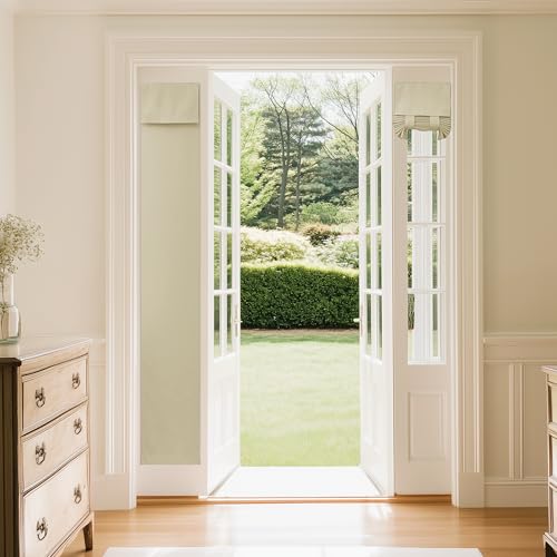 NICETOWN Door Curtains for Window, French Door Shade for Privacy, Thermal Insulated Front Sidelight Curtain Tie Up Shade for Sidelight Window, 12W x 72L, Cream, 1 Panel - color: Cream, size: 12"W x 72"L (Pack of 1)