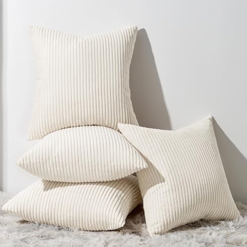 Topfinel Decorative 20x20 inch Throw Pillow Covers Cushion Cases, Set of 4 Soft Velvet Modern Double-Sided Designs, Mix and Match for Home Decor, Pillow Inserts Not Included - color: Beige, size: 20" x 20" (Pack of 4)