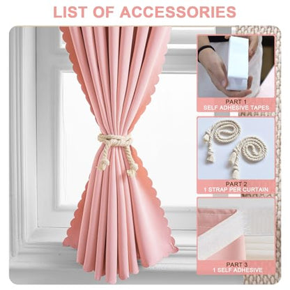 Self Adhesive Curtains - No Drilling, No Rod, Easy to Install Blackout Curtains for Window Blinds,Bedroom(Pink 35 * 59in-1P) - color: Pink, size: 35"W x 59"L (Pack of 1)