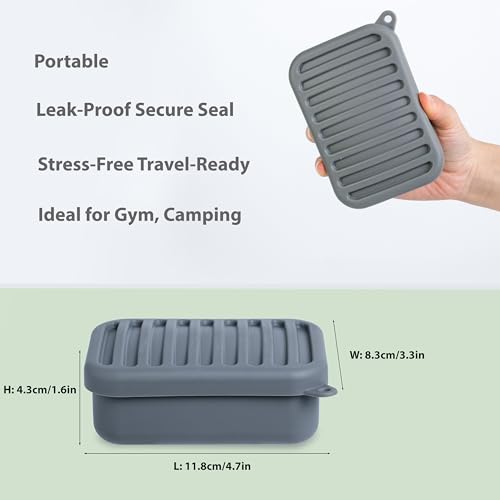Portable Leakproof Travel Soap Case, Silicone Travel Soap Case, Compact Soap Holder with Drainage Layer, Travel Soap Holder for Camping, Gym, Outdoor (Deep-Gray) - color: Deep-gray