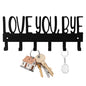 Lyreh Love You Bye Sign Key Holder Hook, Metal Wall Mount Hanger Rack with 2pcs Nails & Caps for Key Coats Hats Easy Installation Ideal Entryway Decor Home Organization Gift(Black) - style: Love You Bye