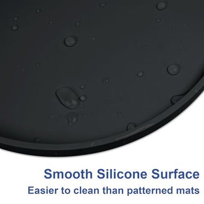 4 PCS Thickened Pet Silicone Food Mat, Nonslip Waterproof Cat Dog Feeding Bowl Mats with Raised Edges for Food and Water Prevent Spills, Round Eating Tray for Floors, Puppy Kitten, 10'' x 10''