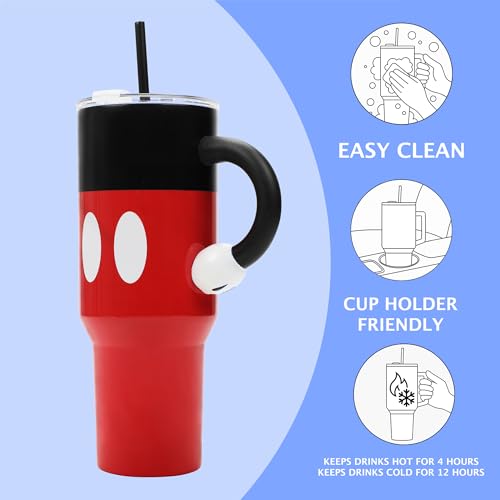 Disney Mickey Mouse 40 Oz Stainless Steel Tumbler With Sculpted Arm Handle - color: Disney Mickey Mouse Red