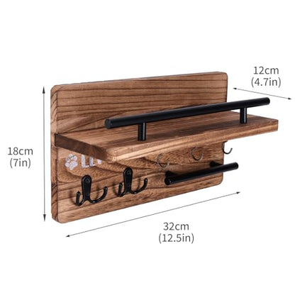 Dog Leash Holder for Wall,Key Holder Wall Mount,Home Keys Organizer Rack Decorative Pared Hook Holders Llaves Hooks for La Decor Small Hanger Mounted Colgar Keyholder Black Metal Pet Hanging