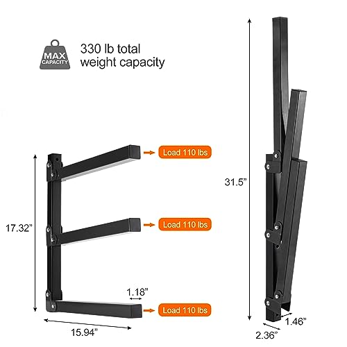 Ultrawall Wall Mount Wood Organizer and Lumber Storage Metal Rack for Shed, Workshop, Garage with 3-Level (Black-4 Pack) - style: Black-4 PACK