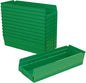 Akro-Mils 30138 Plastic Shelf Bins, Heavy Duty Storage Bins for Garage, Closet, and Drawer Organization, 18" x 6-1/2" x 4", Green, 12-Pack - color: Green