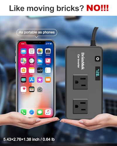 DrimMek 300W Car Power Inverter, Car Plug Adapter Outlet DC Inverter 12V to 110V AC Cigarette Lighter with 3 * 24W USB-C & USB-A Dual Outlets Fast Car Charger for Laptop Vehicles, Road Trip, Camping - color: Black