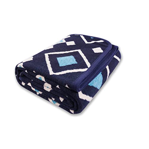 PuTian Merino Wool Blanket - 87" x 63" Thick Warm Soft Large Bed Throw - Great for Camping, Outdoors, Travel, Car, Couch, All Seasons, Blue Check - color: Blue Check, size: 63x87