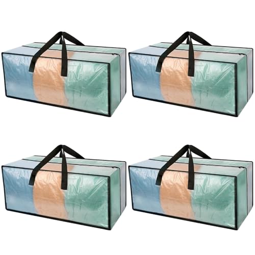 Heavy Duty Clear Moving Bags with Strong Zipper & Comfortable Handles | 4 Pack Extra Large Storage Bags Totes Moving Boxes Packing Supplies for College Dorm Room Essentials Compatible with IKEA - color: Clear, size: 4 PACK