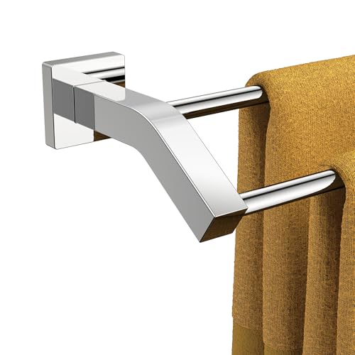 FORIOUS Double Towel Bar, 24 Inch Dual Towel Racks for Bathroom Wall Mounted, Thicken SUS304 Stainless Steel Bath Square Towel Rod Towel Holder Rail, Chrome - color: Chrome, size: 24 Inch (Square)