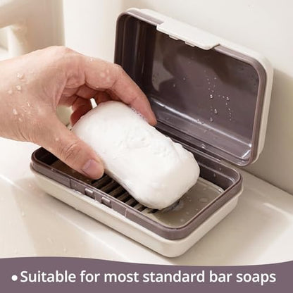 Leakproof Travel Soap Case with Lid and Removable Drain Tray - Portable Bar Soap Holder for Travel, Camping, Gym, Outdoor Use - Fits Most Standard Soaps - Made of Durable PP Plastic - color: Gray