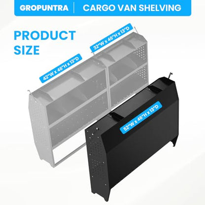 Cargo Van Shelving Storage System Low/Mid/High Roof Steel Van Shelves Fit for Ford Transit,GMC,NV,Chevy Express, Promaster,Sprinter and Metris,52" W x 46" H x 13" D - size: 52" W x 46" H x 13" D