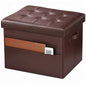 Bsketa Storage Ottoman Foot Rest Stool, Small Leather Storage Ottomans Bench, Folding Foot Stool with Handles Lid, Foot Rest Under Desk for Living Room Bedroom, 17x13x13 in, Brown - color: Brown-1 Pack