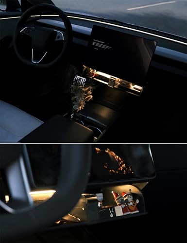 TPARTS Hidden Magnetic Under Screen Storage Box for Tesla Model 3 Highland 2024+/Model Y Juniper 2025+, Console Organizer Dashboard Tissue Holder with Warm White Light (Standard/Premium/Performance) - size: M3 Highland (24+)/MY Juniper (25+)