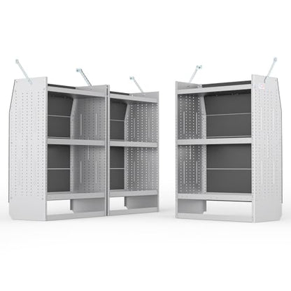 AA Products Model SH-4603-T3(3) Steel Low/Mid/High Roof Van Shelving Storage System Fits Transit, GM, NV, Promaster and Sprinter, Set of 3 Contoured Shelving Unit, 32" W x 46" H x 16" D