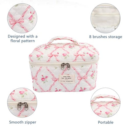 Gosect Large Makeup Bag, Cute Cosmetic Bag for Women Girls, Floral Coquette Aesthetic Toiletry Bag, Travel Make Up Organizer Bag (Pink Butterfly) - color: 012Pink Butterfly
